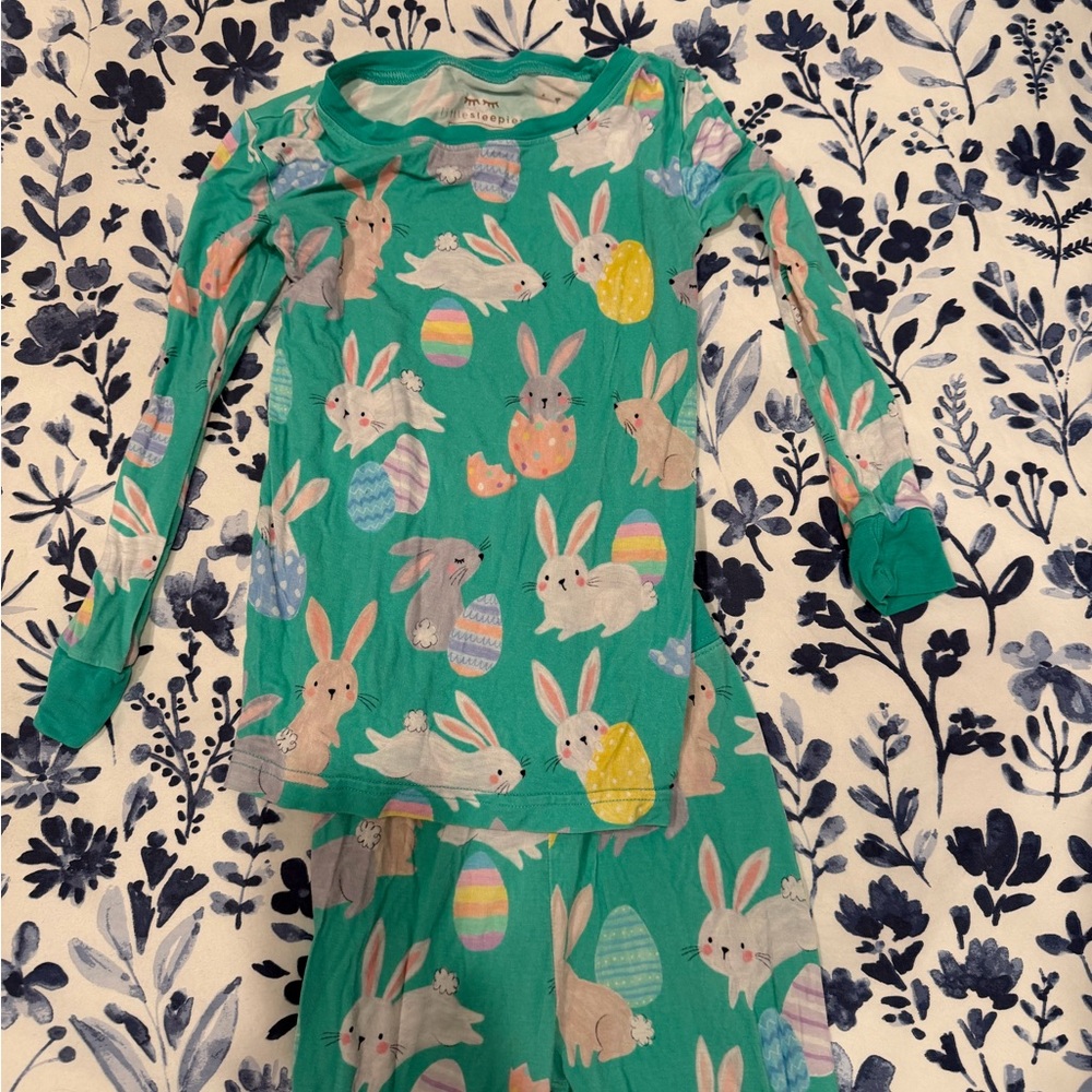 Little Sleepies Bunny and Egg Print Pajamas - Teal